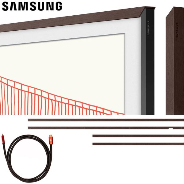 Samsung 50  The Frame Customizable Bezel, Modern Brown w  HDMI Cable Bundle Hot on Sale