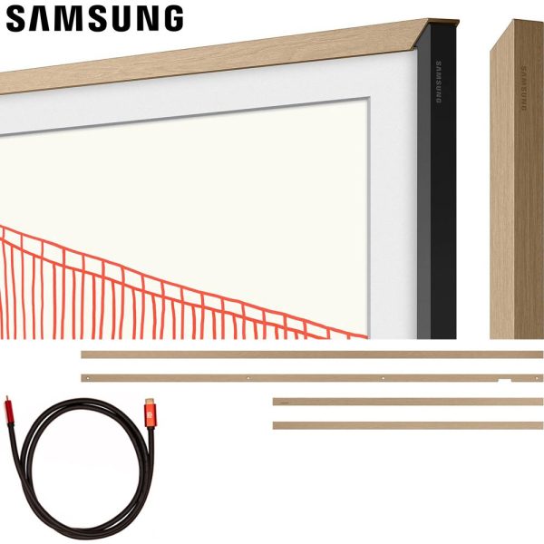 Samsung 65  The Frame Customizable Bezel, Modern Teak w  HDMI Cable Bundle Hot on Sale