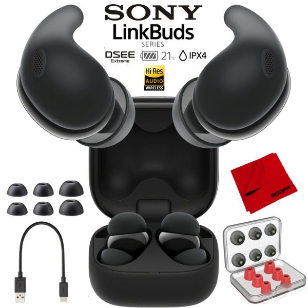 Sony LinkBuds Fit Truly Wireless Earbud Headphones - Black w  Accessories Bundle Hot on Sale