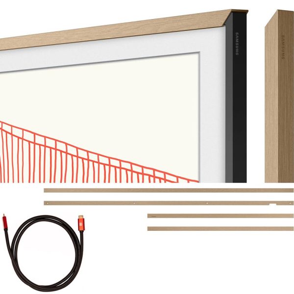 Samsung 50  The Frame Customizable Bezel, Modern Teak w  HDMI Cable Bundle For Sale