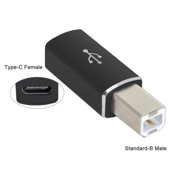 UC-163 2Pcs USB-C Female to USB-B Male Adapters Converter (Grey+Black) Online Hot Sale