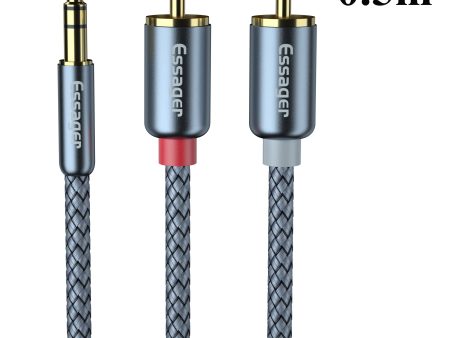 ESSAGER 3.5mm to 2-Male RCA Adapter Audio Stereo Cable 0.5m For Sale