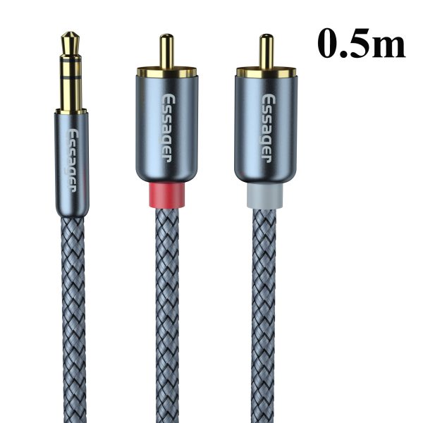 ESSAGER 3.5mm to 2-Male RCA Adapter Audio Stereo Cable 0.5m For Sale