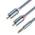 ESSAGER 3.5mm Male to 2RCA Male Stereo Audio Nylon Braided Cable 1m Cheap