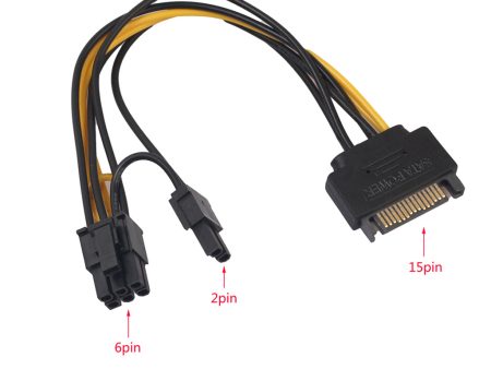 20cm SATA Power Cable Single 15pin SATA to 8pin(6+2) PCI-E Adapter Cable Supply