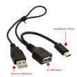 USB 3.1 Type-C to USB 2.0 Female OTG Data Cable with Extral Power - Black Online Sale