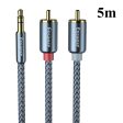 ESSAGER 3.5mm to 2-Male RCA Adapter Audio Cable Nylon Braided Cord 5m Discount