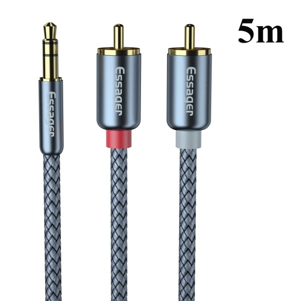 ESSAGER 3.5mm to 2-Male RCA Adapter Audio Cable Nylon Braided Cord 5m Discount