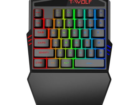 T-WOLF T19 One-Handed 35 Keys Gaming Keyboard with Ergonomic Wrist Rest Support Discount