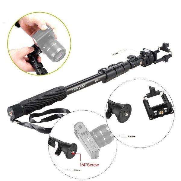 YUNTENG 1188 3.5mm Wired Extendable Selfie Stick Monopod for iOS Android Phone For Discount