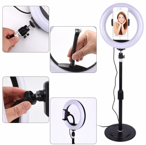 Selfie Flash Ring Light Mobile Phone Holder LED Camera Mount Long Arm USB Stand Online Sale