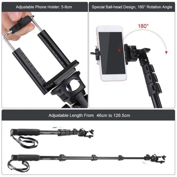 YUNTENG 1188 3.5mm Wired Extendable Selfie Stick Monopod for iOS Android Phone For Discount