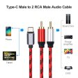 5m Type-C Male to Dual RCA Male Audio Conversion Cable Y Splitter Braided Cord For Sale