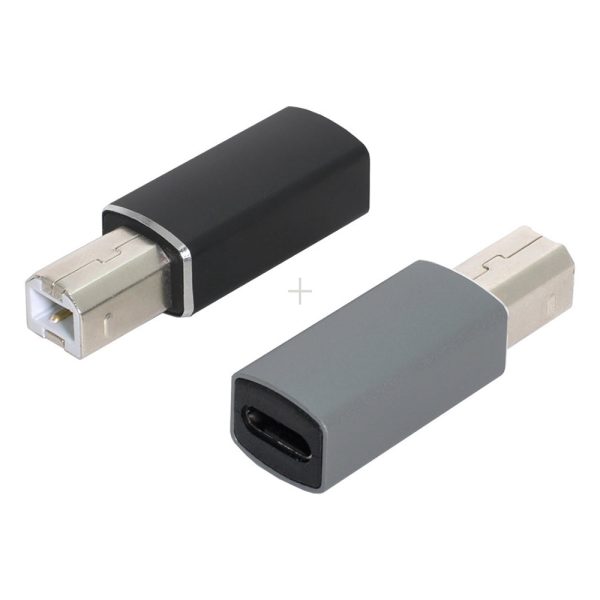 UC-163 2Pcs USB-C Female to USB-B Male Adapters Converter (Grey+Black) Online Hot Sale