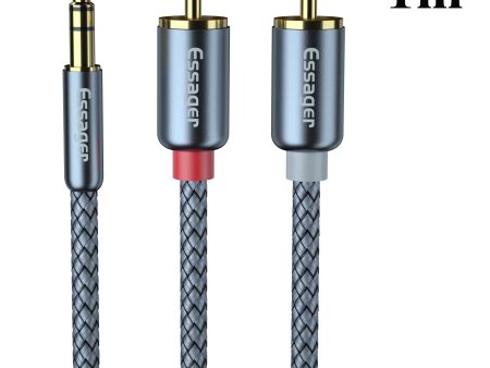 ESSAGER 3.5mm Male to 2RCA Male Stereo Audio Nylon Braided Cable 1m Cheap