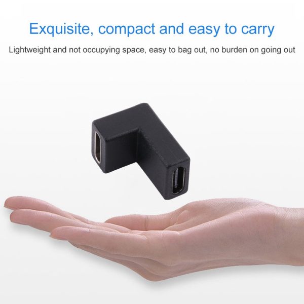 Type-C Female to Type-C Female Right Angle Charging Adapter Converter Supply