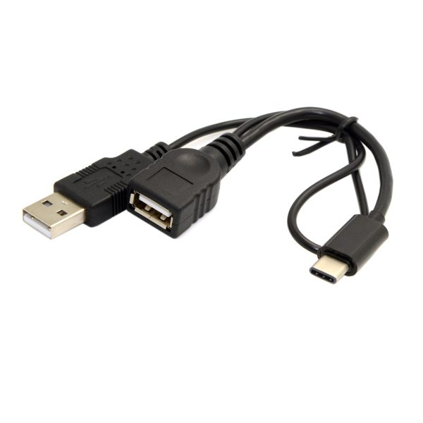 USB 3.1 Type-C to USB 2.0 Female OTG Data Cable with Extral Power - Black Online Sale