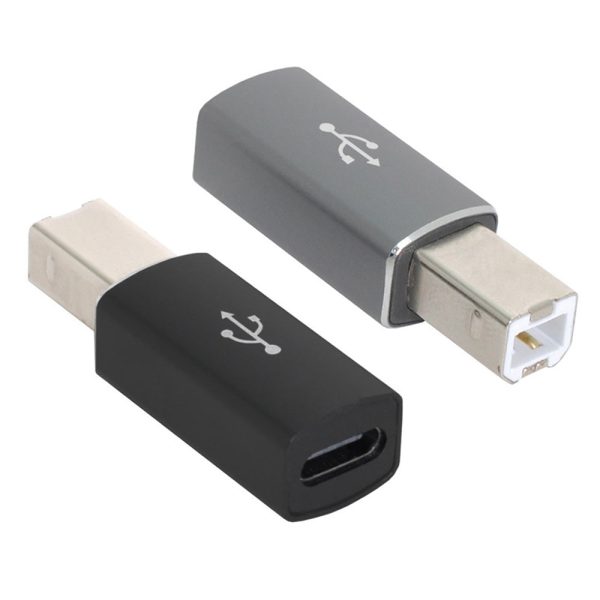 UC-163 2Pcs USB-C Female to USB-B Male Adapters Converter (Grey+Black) Online Hot Sale