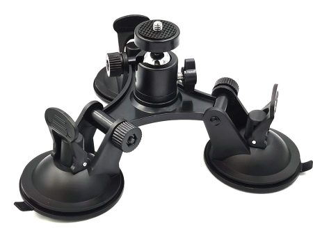 Triple Suction Cup Mount with 1 4 Threaded Head 360 Degree Tripod Ball Head on Sale