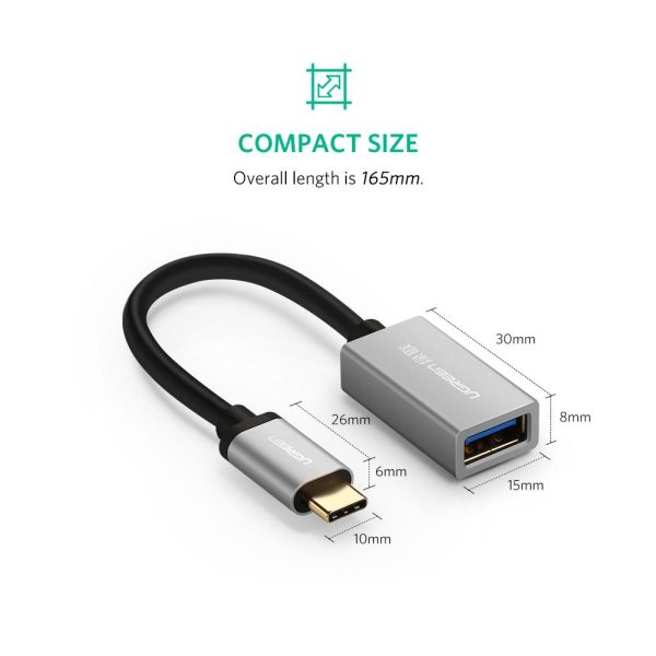 UGREEN 0.1m Type-C Male to USB 3.0 Female OTG Adapter 5Gbps Data Transfer Cable Online Sale