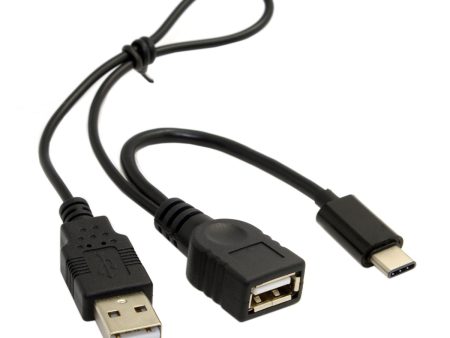 USB 3.1 Type-C to USB 2.0 Female OTG Data Cable with Extral Power - Black Online Sale