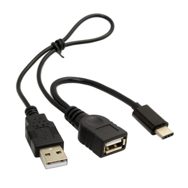 USB 3.1 Type-C to USB 2.0 Female OTG Data Cable with Extral Power - Black Online Sale