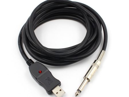 3 Meters USB Guitar Cable 6.3mm Jack to USB Connection Instrument Cable Adapter For Sale