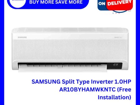 SAMSUNG Split Type Inverter 1.0HP AR10BYHAMWKNTC (Free Installation) on Sale