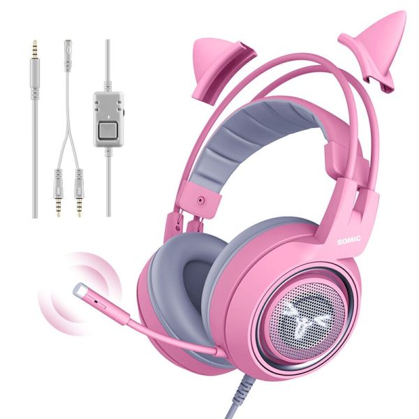 SOMIC G951S Pink Stereo Gaming Headset with Mic for for PC PS4 Laptop For Cheap