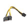 Dual Two SATA 15 Pin Male to PCI-e 6 Pin Female Video Card Power Cable Discount