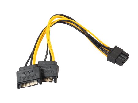 Dual Two SATA 15 Pin Male to PCI-e 6 Pin Female Video Card Power Cable Discount