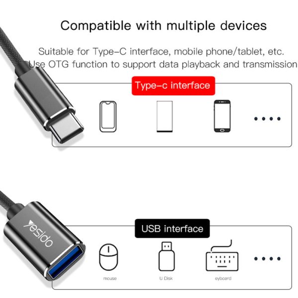 YESIDO GS01 Type-C to USB OTG Data Transmission Adapter Cable Cheap